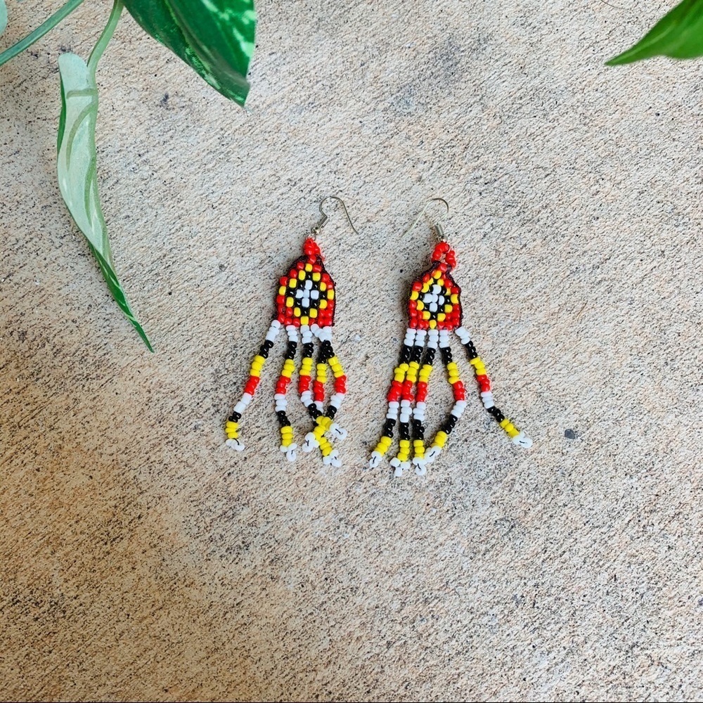 Native American Style Seed Bead Dangle ear… - Picture 3 of 4